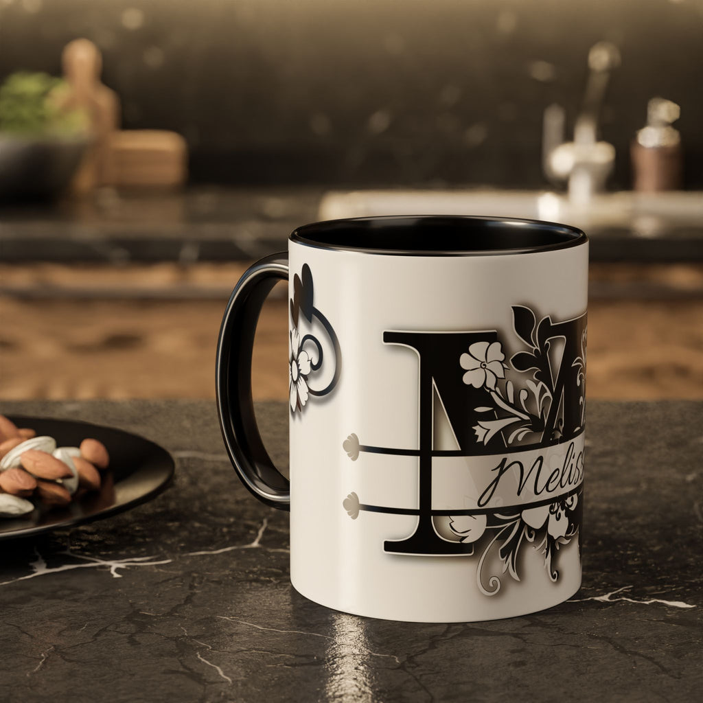 Custom Initial & Name Mug – Butterflies and Flowers Theme ️