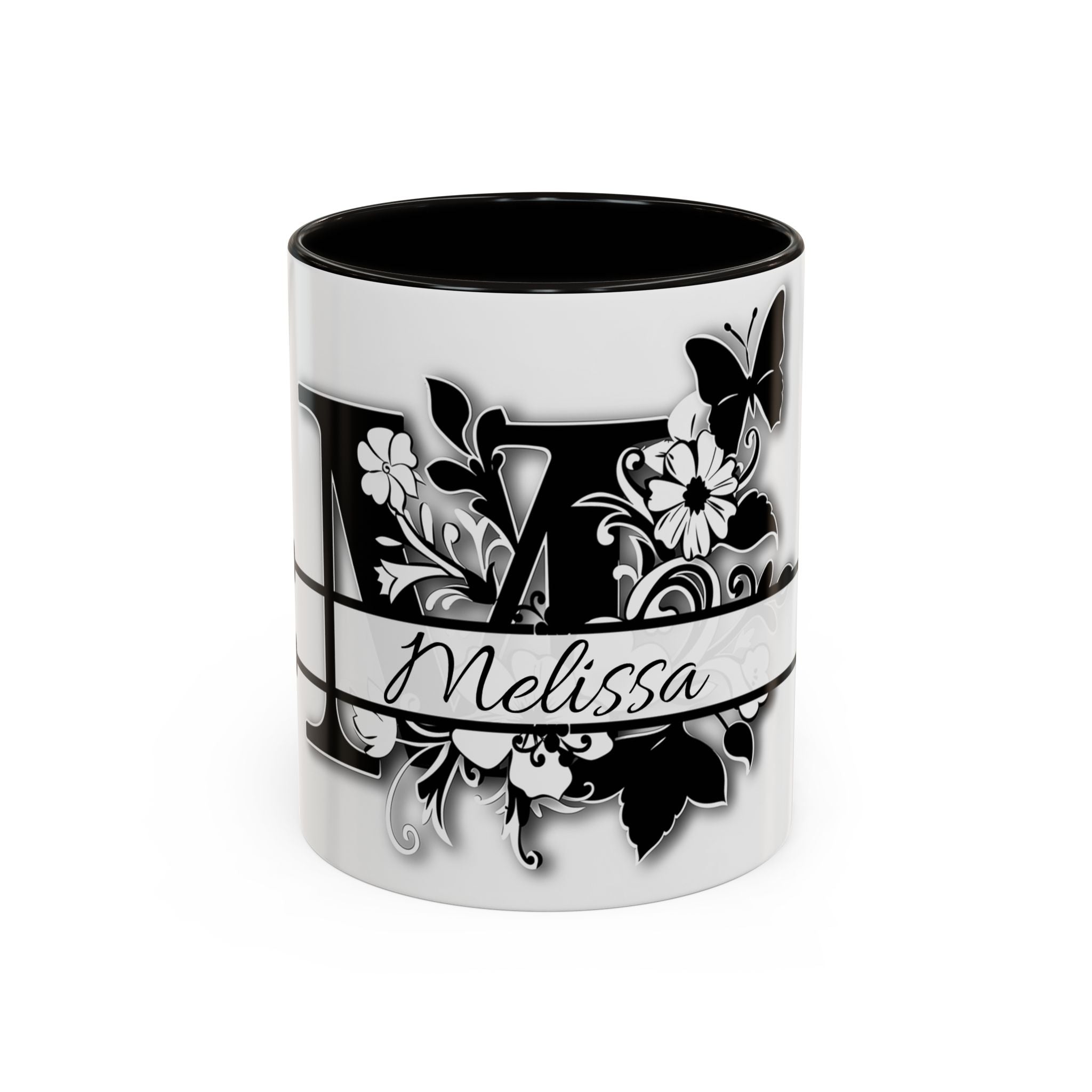 Custom Initial & Name Mug – Butterflies and Flowers Theme ️