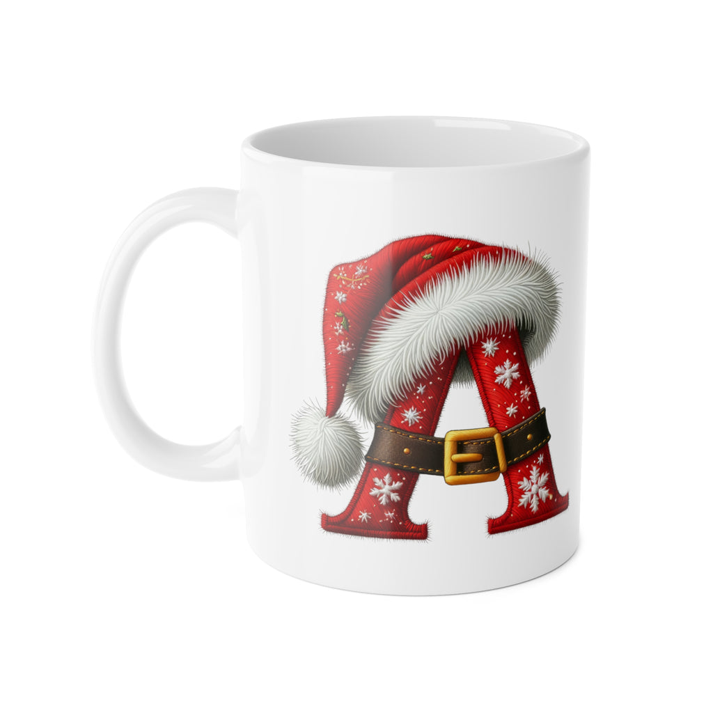 Christmas Initial Mug with Festive Gnome Design 11oz