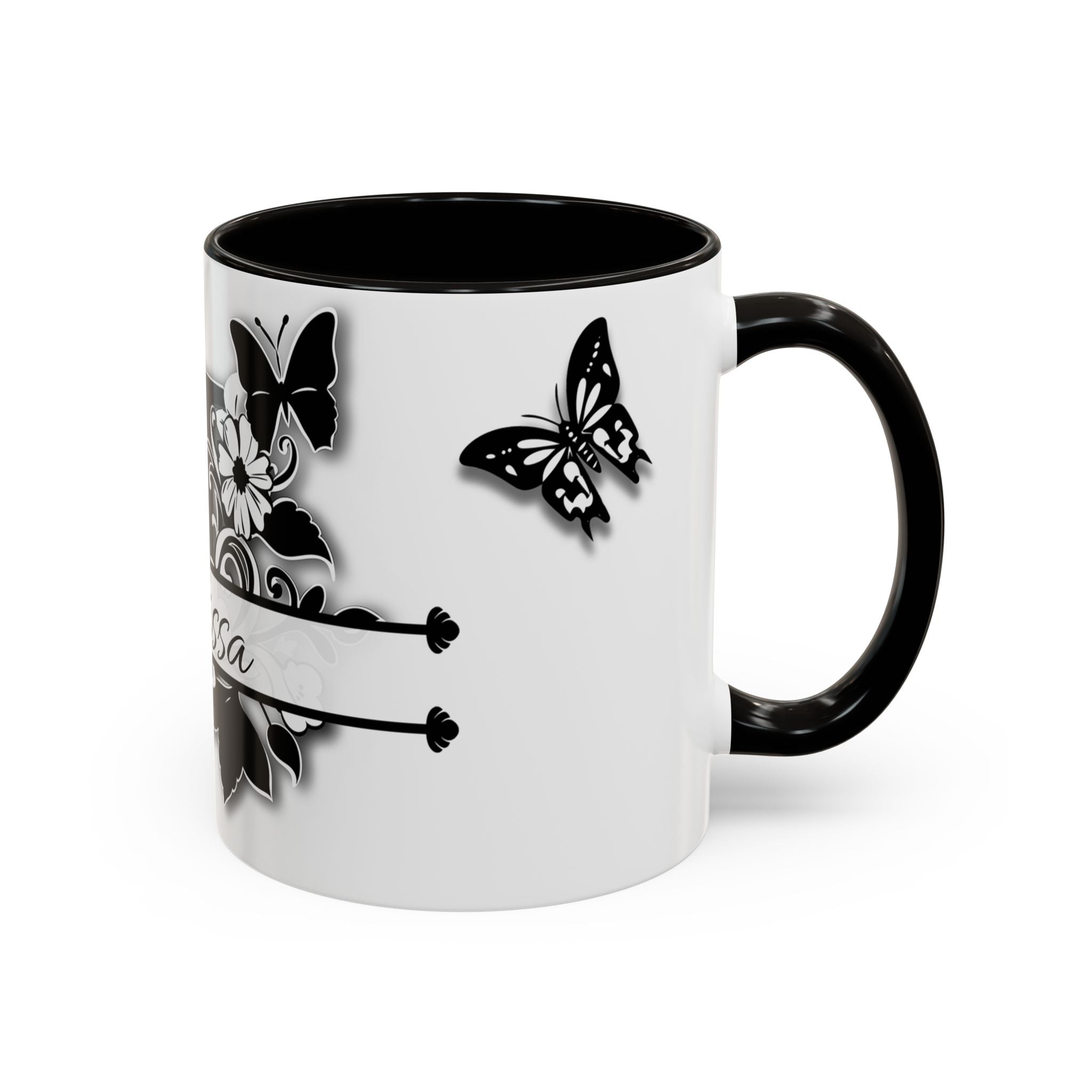 Custom Initial & Name Mug – Butterflies and Flowers Theme ️