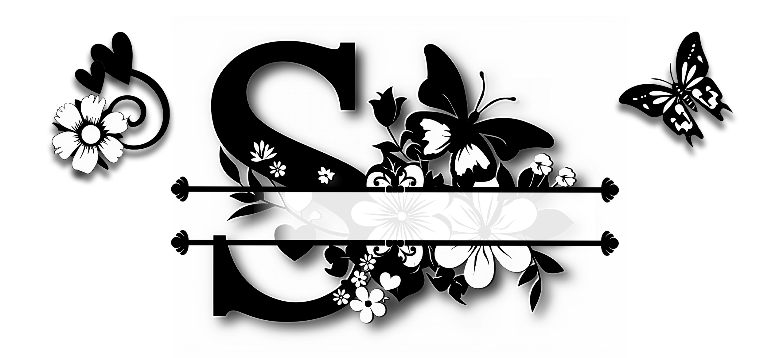 Custom Initial & Name Mug – Butterflies and Flowers Theme ️