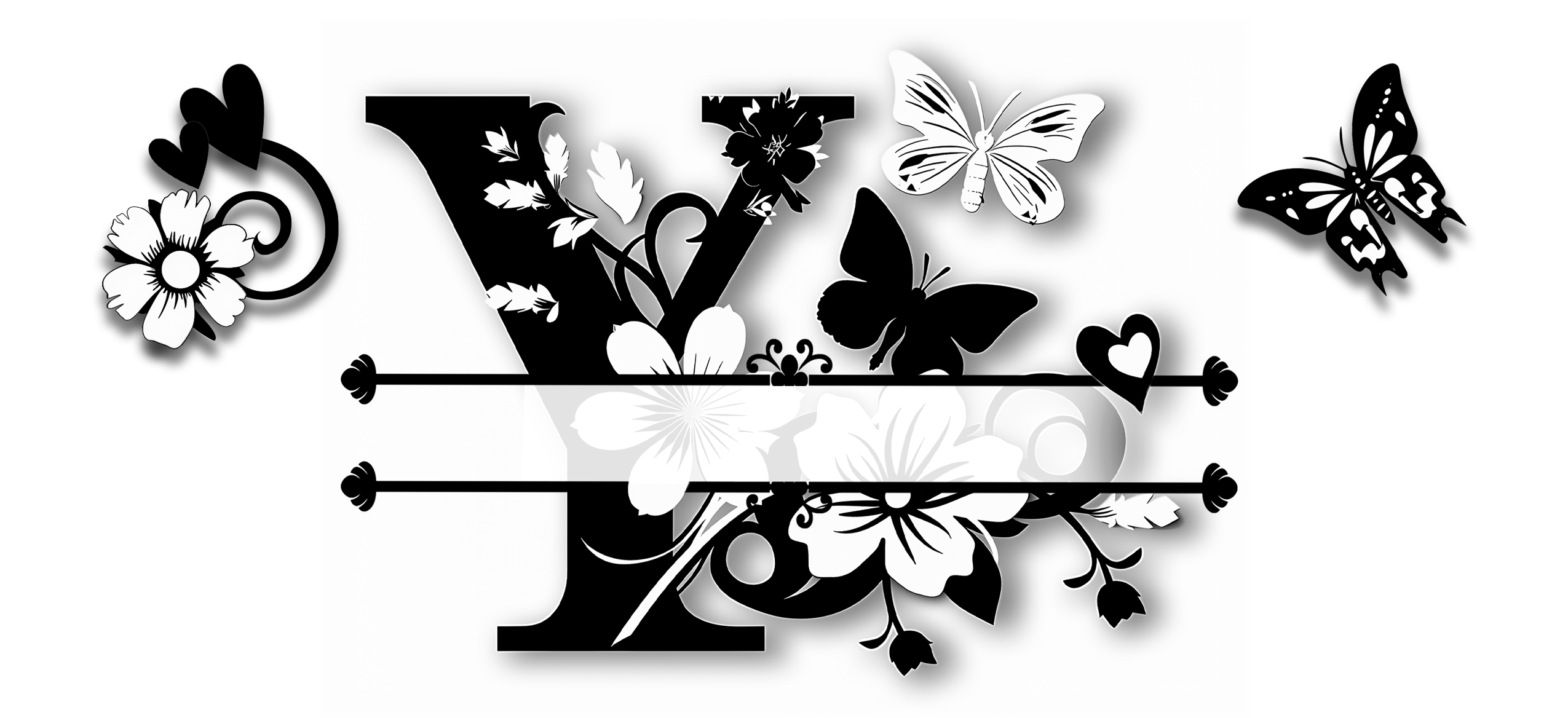 Custom Initial & Name Mug – Butterflies and Flowers Theme ️