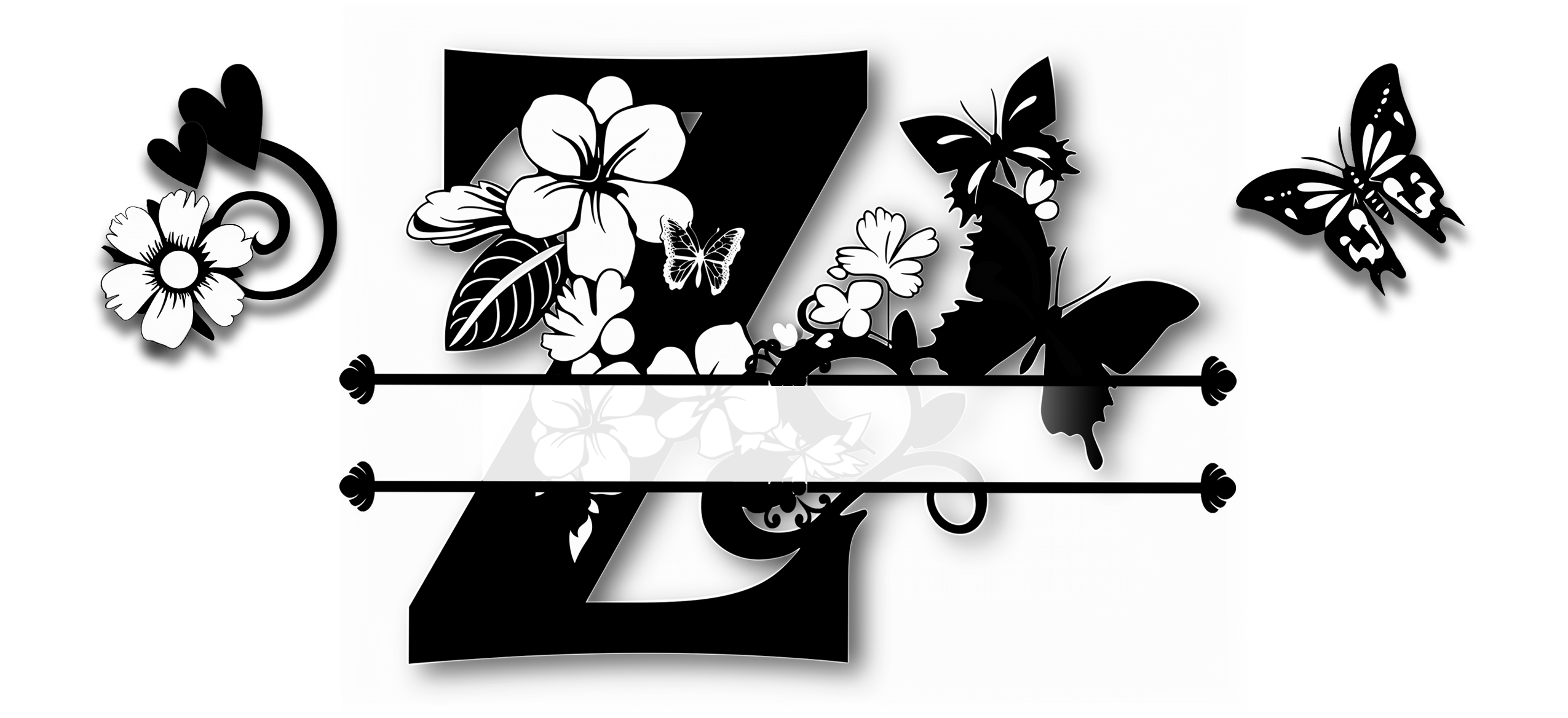 Custom Initial & Name Mug – Butterflies and Flowers Theme ️